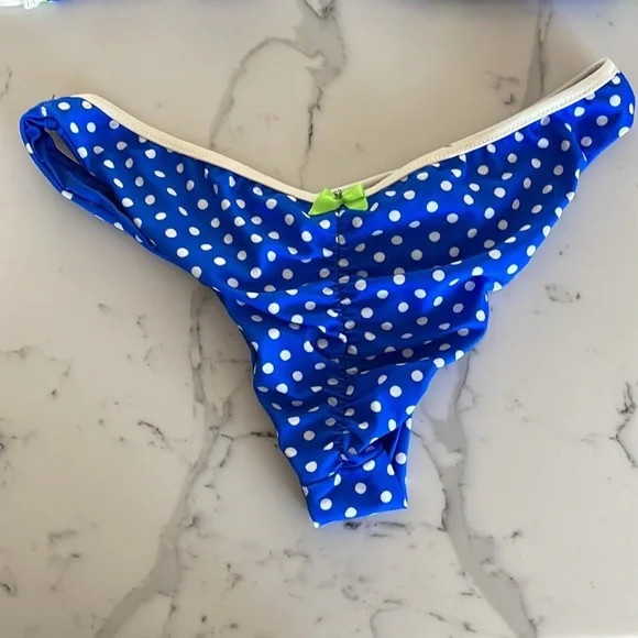 COPY - Beach Bunny Blue and Green Polka dot Sexy Bikini Set TOp L Bottoms M - Picture 7 of 9